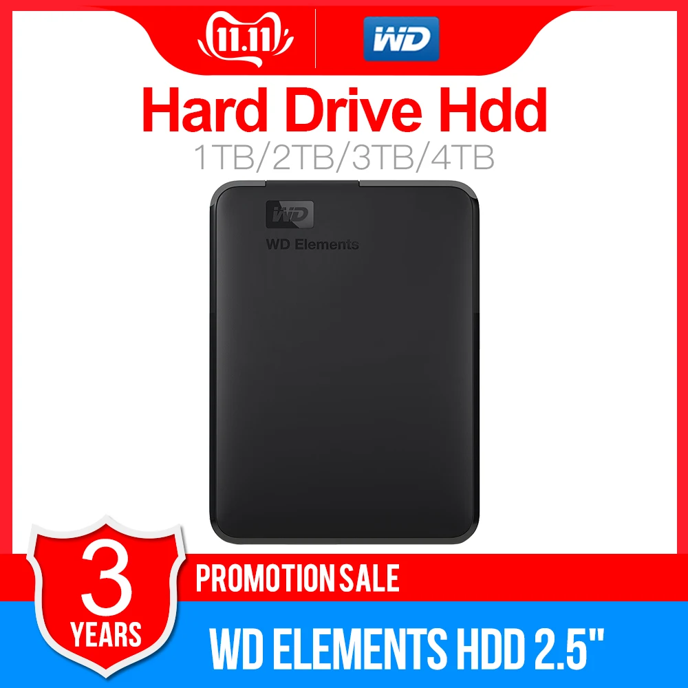 Western Digital WD Elements внешний hdd 1 ТБ 2 ТБ 4 ТБ USB3.0 2," Портативный жесткий диск Hdd для ПК ноутбука