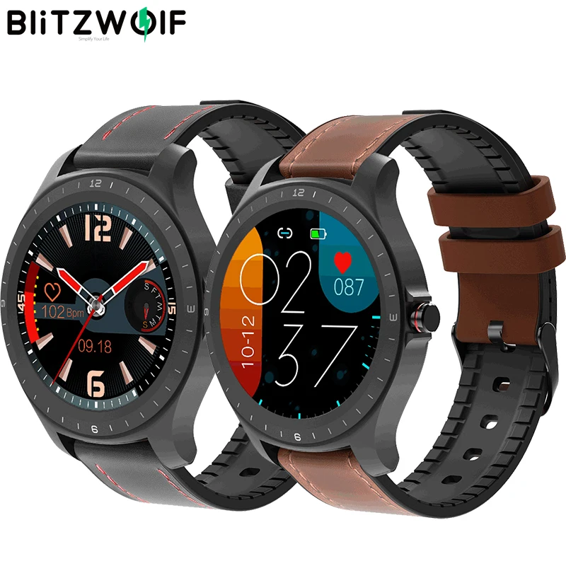 

Умные часы BlitzWolf BW-HL2 с диагональю 1,3 дюйма и сенсорный экран для сердечного ритма монитором кровяного давления, 50 языков