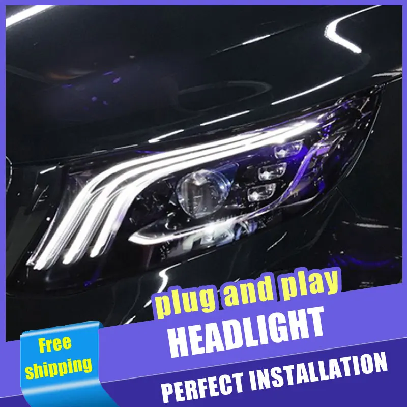 2 шт. автомобиль Стиль светодиодный фары для бенц Вито 2016 2019 налобный фонарь DRL