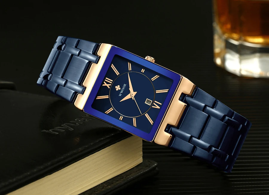 Relogio Masculino WWOOR Gold Black Watch Men Quartz Waterproof Wrist Watch For Men Fashion Square Casual Clock Male Dropshipping