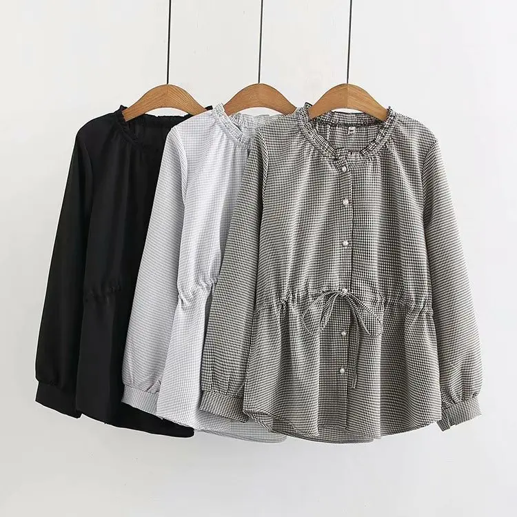 Повседневные блузки размера плюс осень 2019 женские модные свободные хлопковые