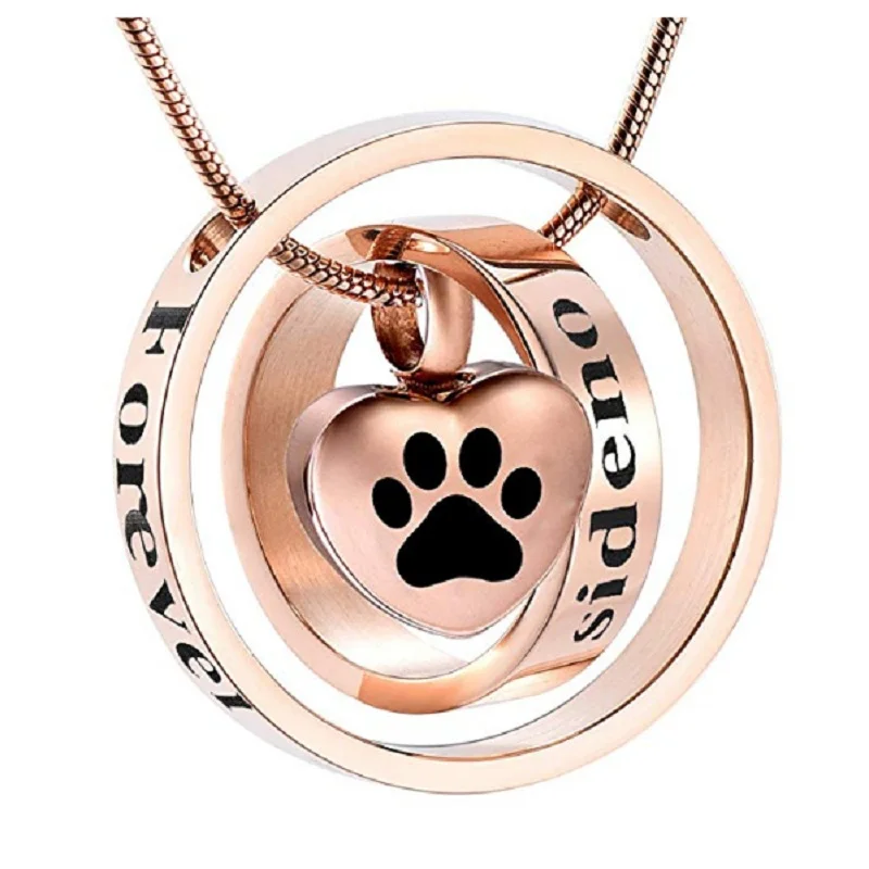 Индивидуальное ожерелье с памятными урнами модное двумя кольцами вокруг сердца