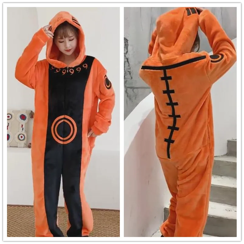

Anime Naruto Akatsuki Pajamas Jumpsuits Summer Winter Flannel Plush Adult Cosplay Costume