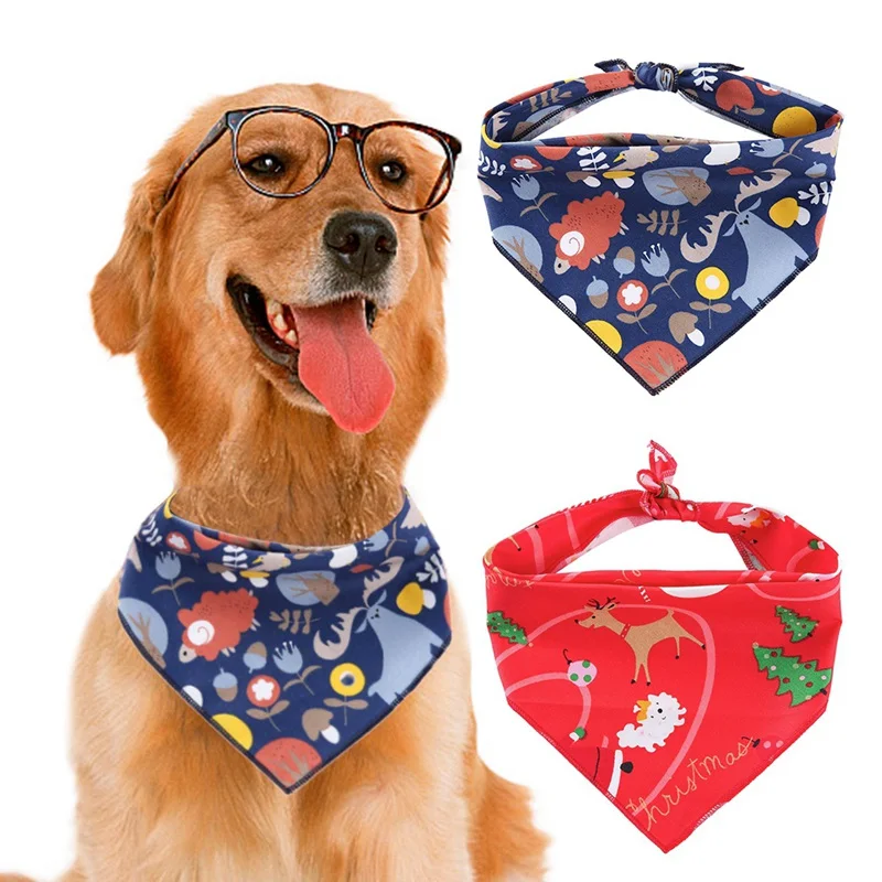 Рождественская бандана для собак ошейник с принтом Санта Клауса нагрудники