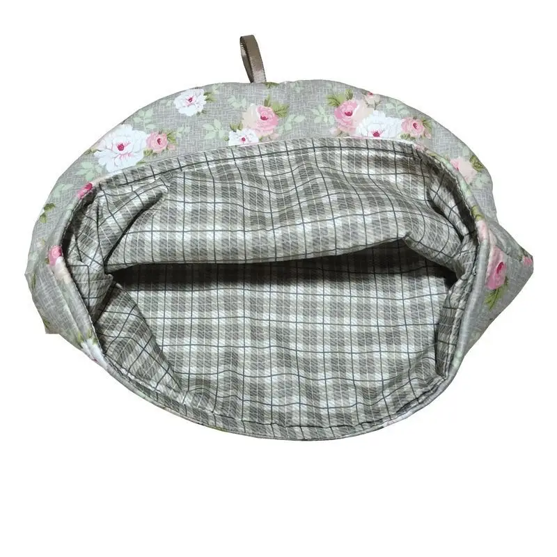 Темно синий простой хлопковый домашний чайник с цветочным принтом в фольклорном