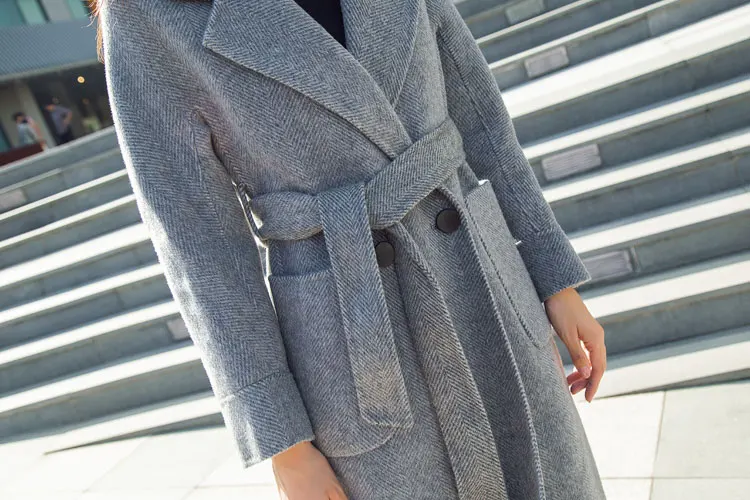 Новое Трендовое женское Шерстяное кашемировое пальто длинная куртка верхняя