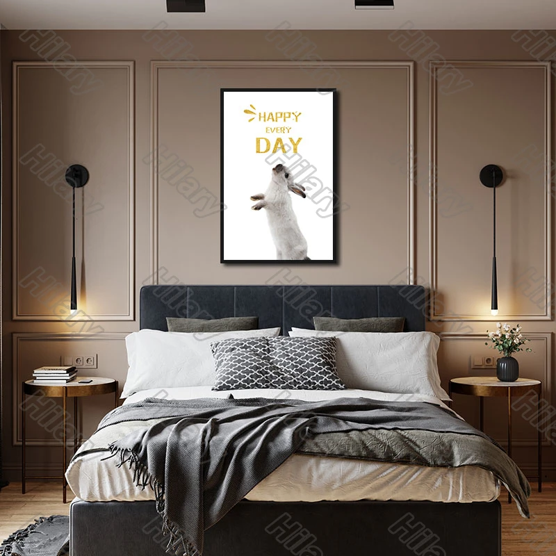

Poster Cartoon Rabbit Mr. Rabbit Letter Canvas Painting and Prints Wall Art Pictures Decoration for Living Room and Bedroom 3Pcs