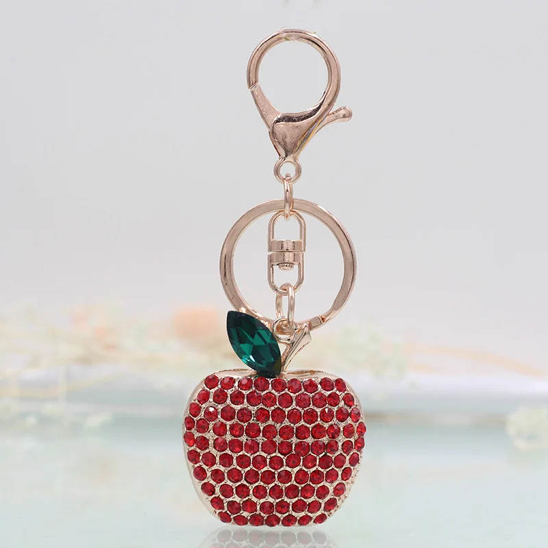 Креативная Бриллиантовая фруктовая цепочка для ключей в виде яблока модный