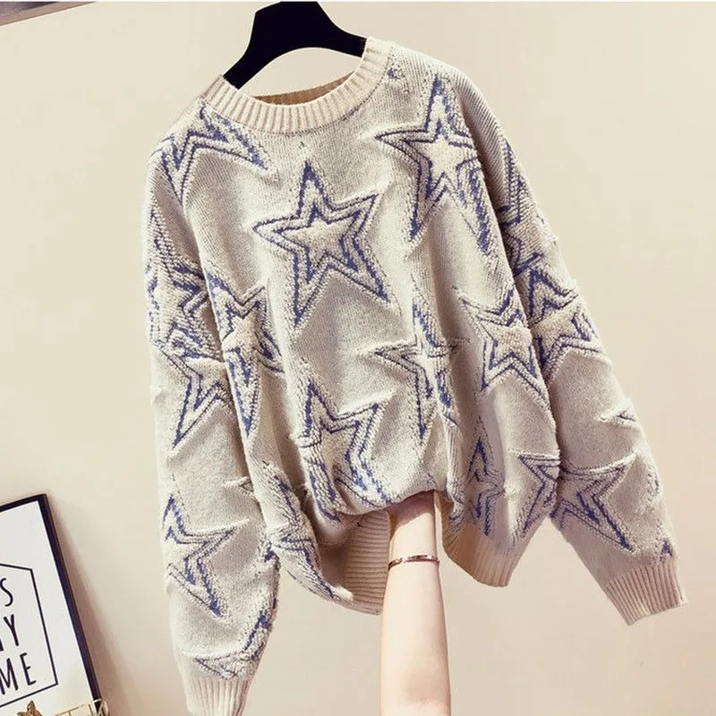 2021 Spring And Autumn New Net Red Lazy Sweater Women Loose Pullover Knitting Bottoming Shirt Long Sleeve Tide | Женская одежда
