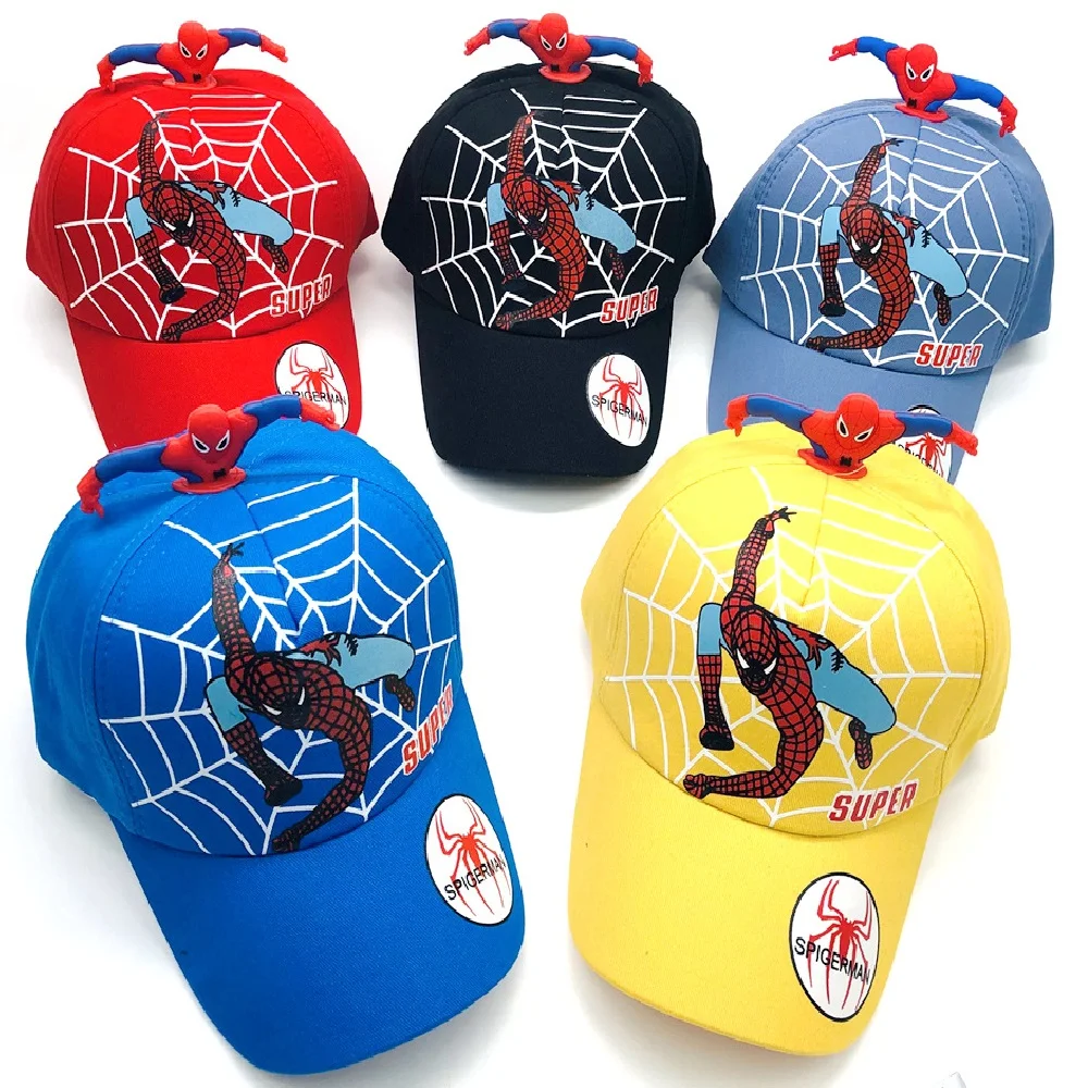 

Disney Anime Avengers Spider-Man Kids Brand Hat Boy Girl Travel Caps Figures Dolls Spider-Man children Gift Toys 2-8Y