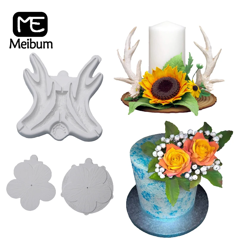 Силиконовые формы Meibum для мастики с изображением рогов лепестков украшения