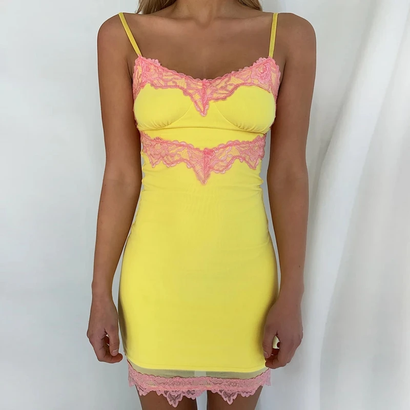 

Women's Fashion Butterfly Print Lace Strap Dress Base Skirt Nightdress