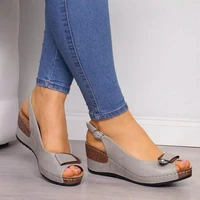 rome casual sandals women wedges sandals pumps ankle buckle open toe fish mouth med summer women shoes fashion 2020 wedges shoes