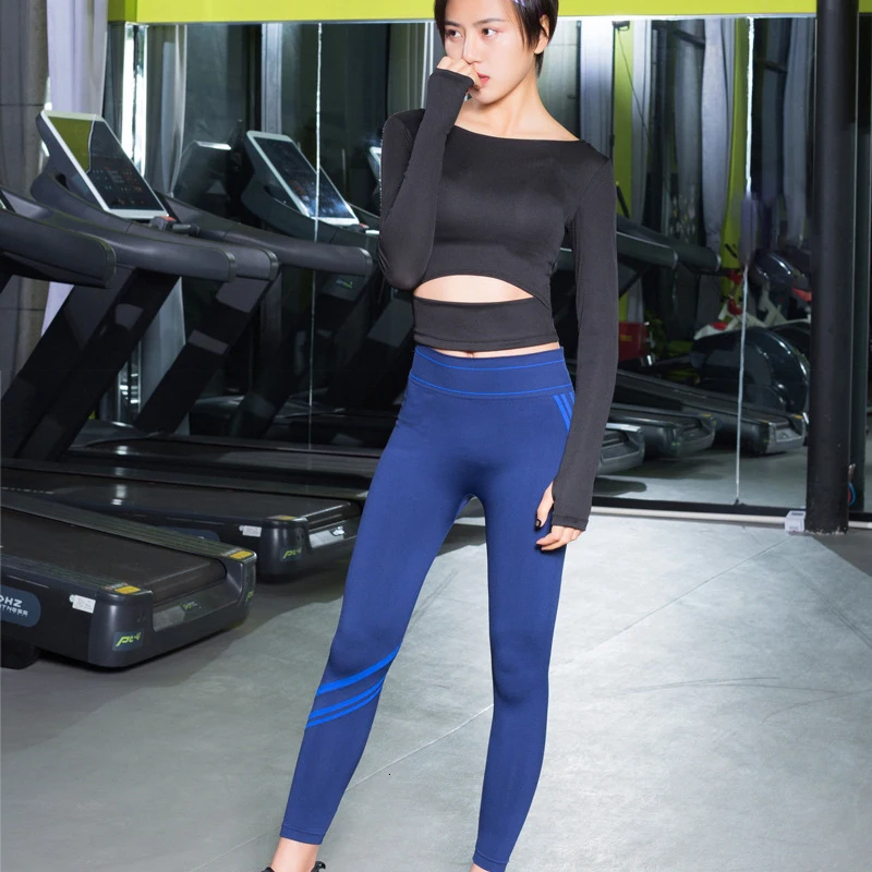 

Women Yoga Crop Tops Gym Yoga Shirts Long Sleeve Workout Tops Fitness Running Sport T-Shirts Training Yoga Sportswear Sexy