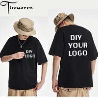 wholesale customized logo print t shirts half sleeve homme tees drop shipping men clothing diy your logo harajuku cotton tshirts