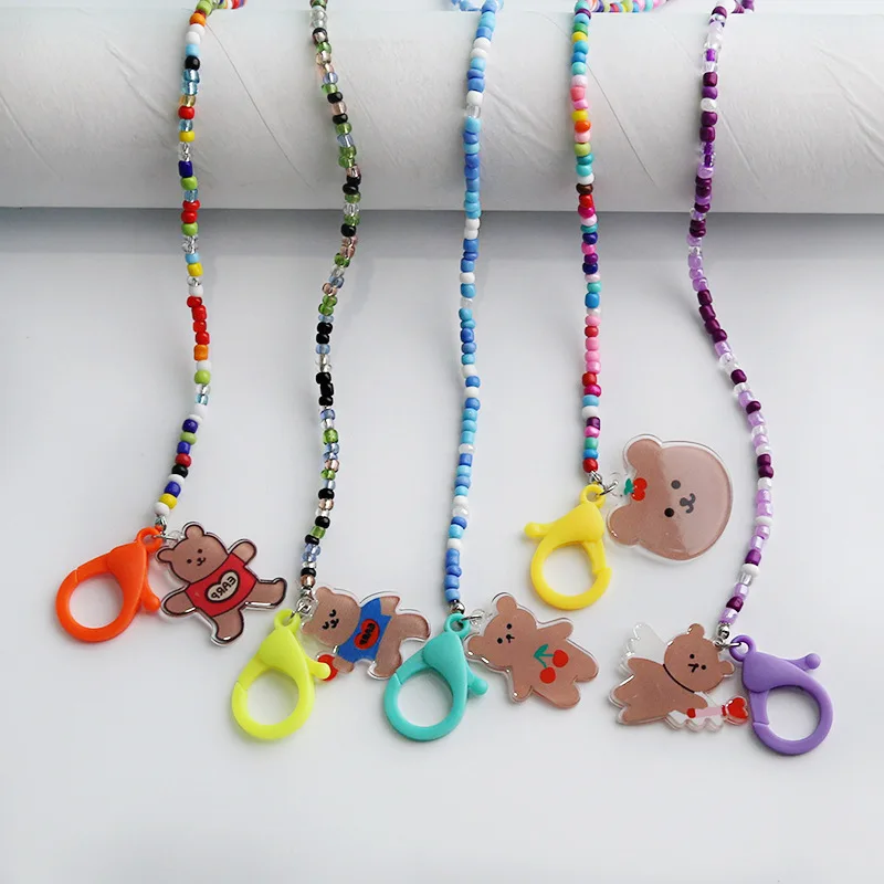 

New Creative Cartoon Bear Acrylic Mask Chain Glasses Chain Mask with Hanging Chain Mask Anti-Drop Rope