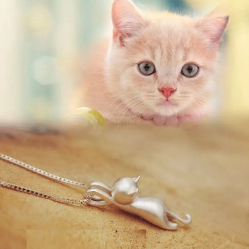Женское милое крошечное ожерелье с котенком кулон ювелирное изделие подарок