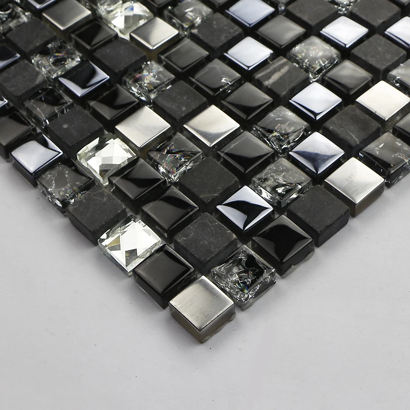 Роскошная черная каменная 13 скошенная Алмазная зеркальная стеклянная мозаичная
