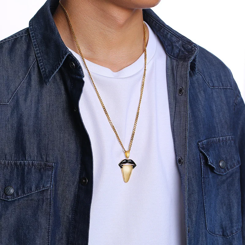 2020 Original Unique Tough Out Mount Pendants for Men Black Gold Tone Stainless Steel Punk Male Collier with 24&quot Curb Chain | Украшения