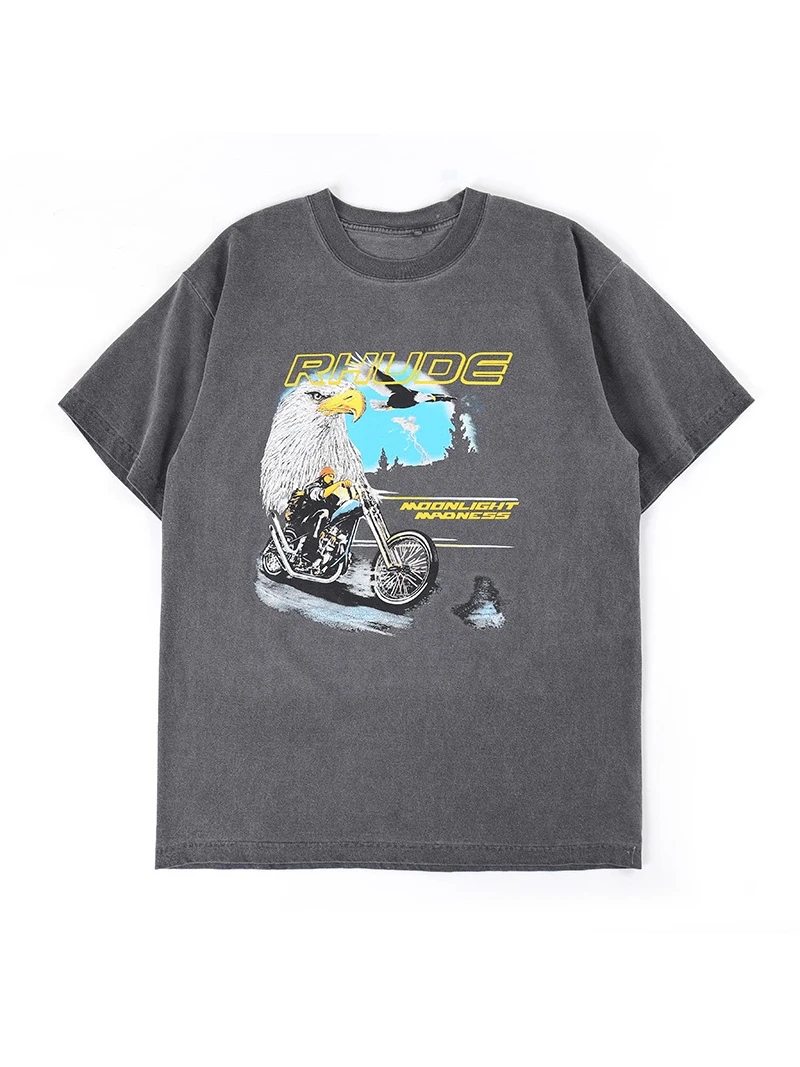 

RHUDE 100% 1:1T-shirts Men Women T-shirt 2020 New Casual Rh Hairstyle image Logo Print Rhude Tee High Quality Summer Spring Tops