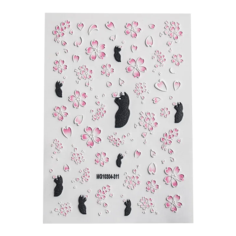 5D акриловые гравированные наклейки для ногтей тисненые Красочные Цветочные