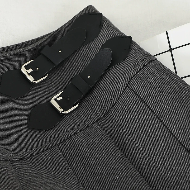 

Women Skirts Summer Preppy Pleated Mini Skirts Grey A-line Mini Wide Leg Harajuku Skirts 2021 Spring Skirts For Women