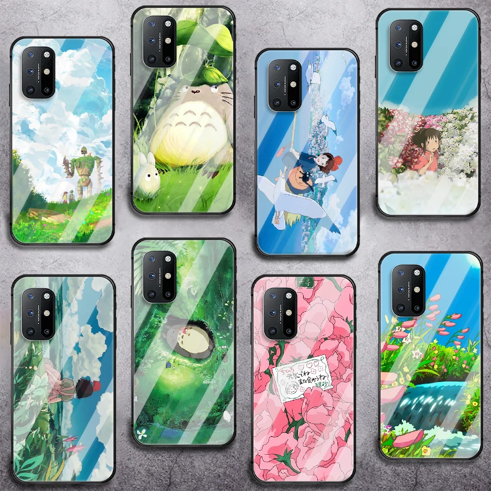 

Totoro Miyazaki Hayao Phone Tempered Glass Case Cover For Oneplus 5 6 7 8 9 Nord T Pro Hoesjes Cell Silicone Trend Cover