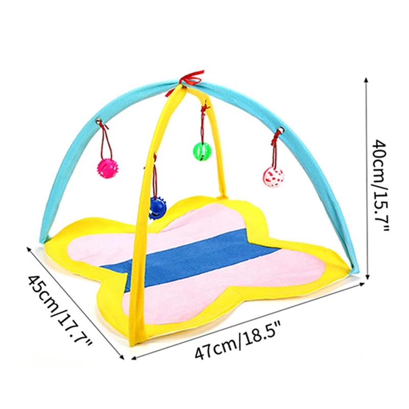 Pet Cat Toys Funny Tent with Hanging Ball Fold Bed Mat Exercise Activity Portable Supplies Indoors | Дом и сад