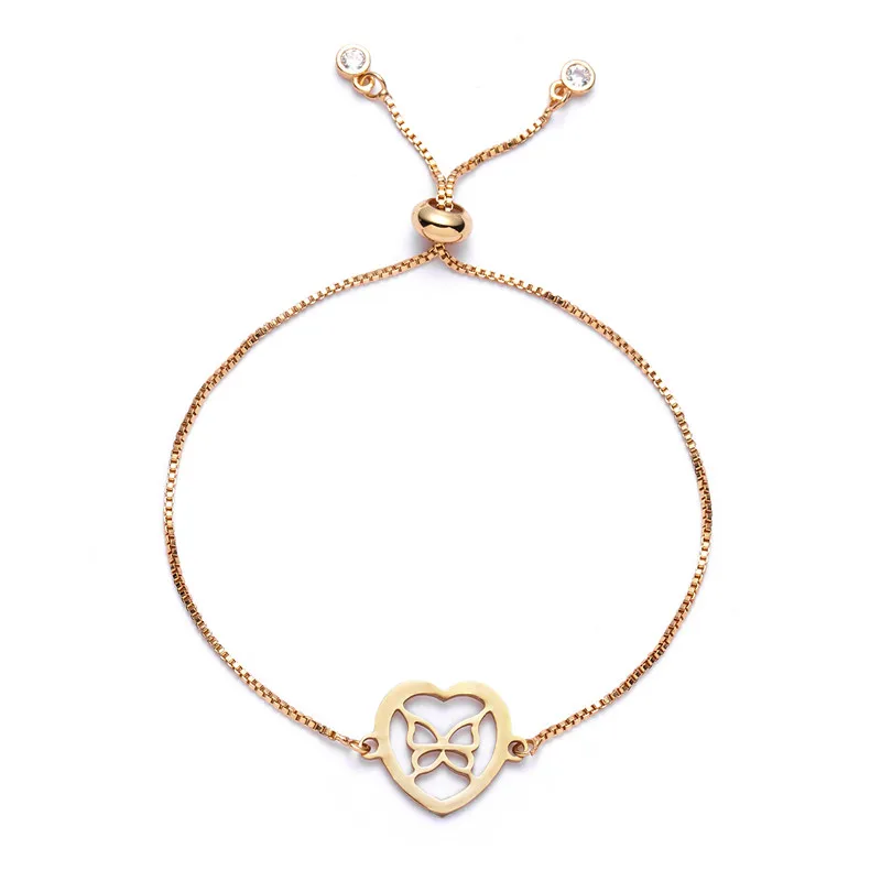 

Rinhoo Stainless Steel Bracelets Jewelry for Mom Charm Mother's Day Gift Butterfly Hollow Heart-shaped Little Star Jewelry