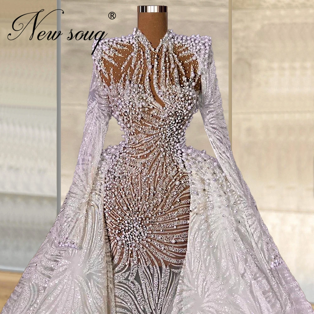 Middle East Beading Evening Gowns Robe De Soiree Celebrity Dresses Dubai Prom Dresses 2021 Crystals Pageant Party Night Dress
