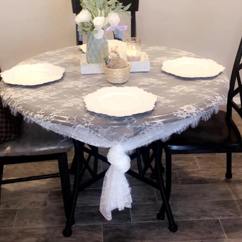 French Style Eyelash Lace Table Runner Overlay Embroidery Floral Sheer Rustic Tablecloth Cover Chair Sash Vintage Bridal Shower | Дом и сад
