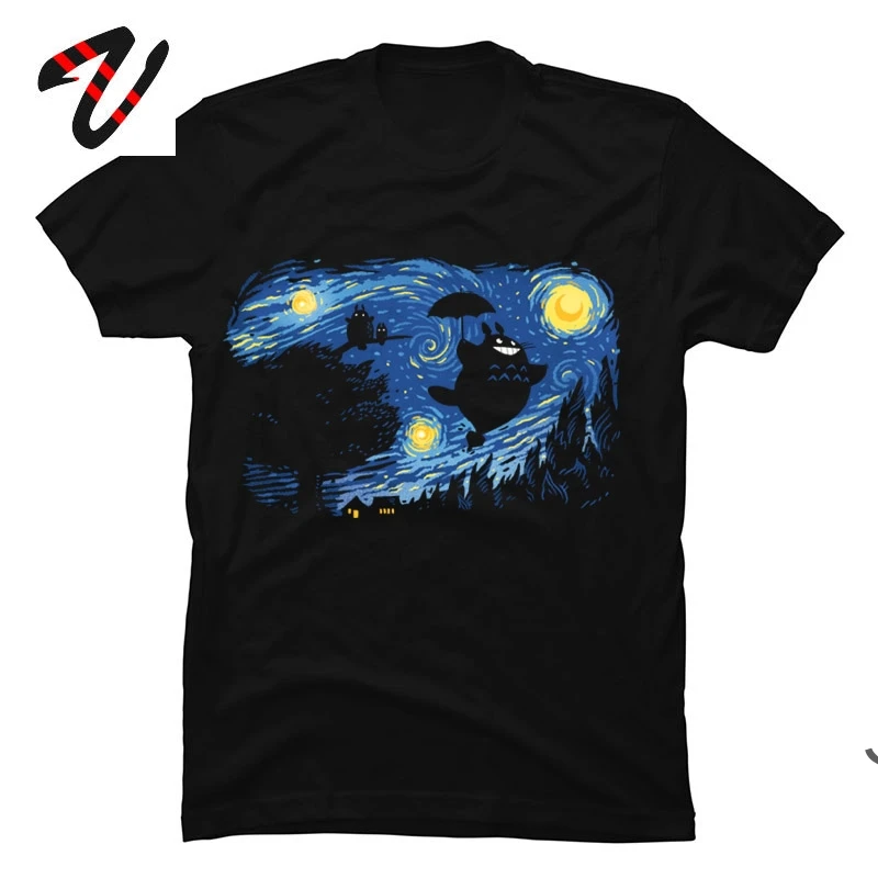 Футболка с рисунком Ван Звездная ночь Тоторо художественная эстетика смешная