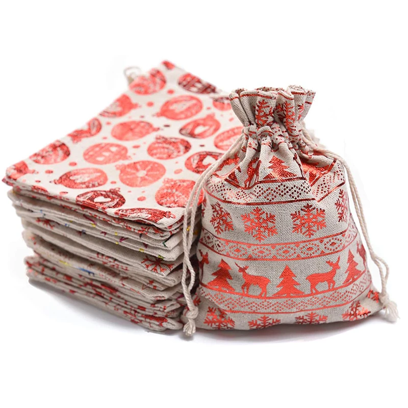 

Подарочный пакет на рождественскую вечеринку с кулиской, пакет для фруктов и конфет, Упаковочные сумки, милый подарок для свадебной вечерин...