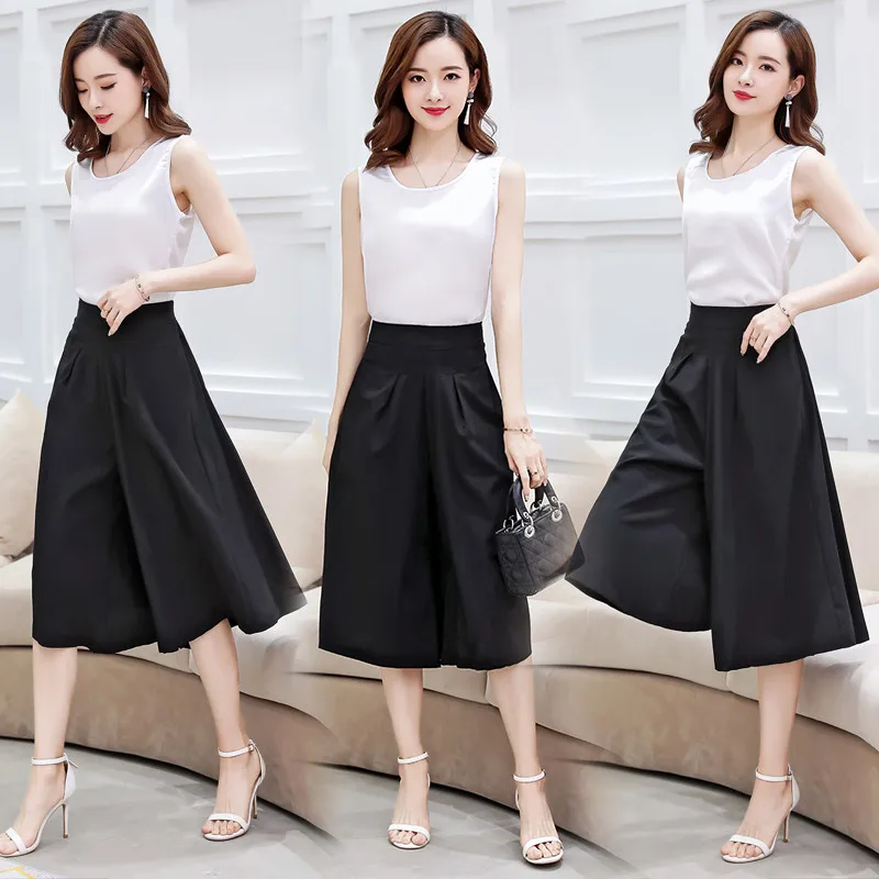 Женские Летние повседневные брюки с высокой талией элегантные широкими