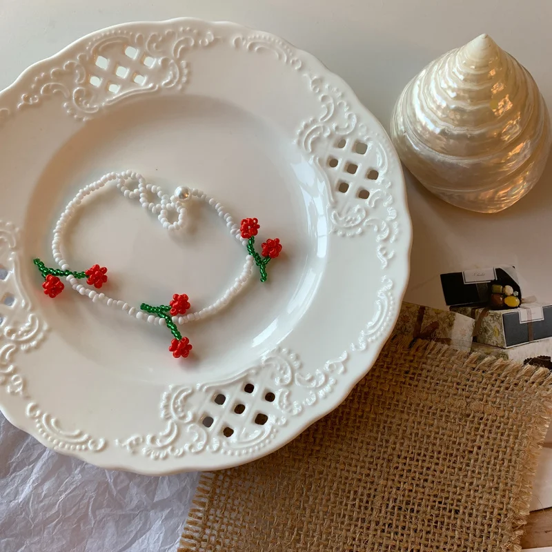 Женские браслеты ручной работы с подвесками в виде красной вишни|Браслеты