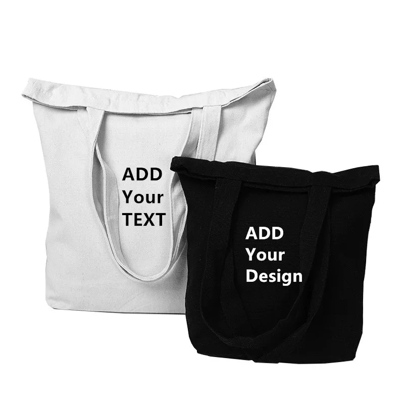 Customized Tote reusable Shopping Bag Add Your Text Print Original Design Image Unisex Fashion Travel Canvas Bags | Багаж и сумки