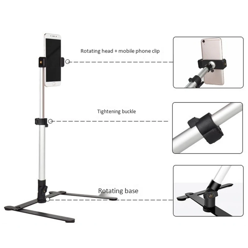 photography adjustable table top stand set mini monopod phone clip bluetooth control for live broadcast video recording free global shipping