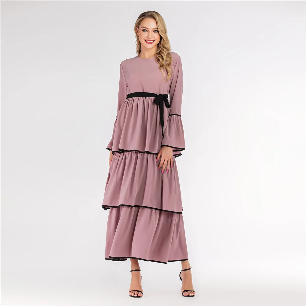 Платье милое многослойное Плиссированное в мусульманском стиле длиной до