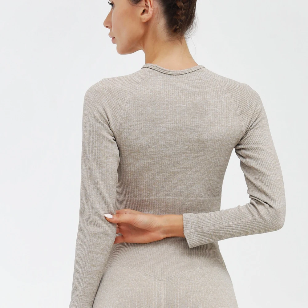 Women Gym Sets 2 Piece Long Sleeves Solid Fitness Clothing Sports Wear for Exercise Breathable Comfortable Yoga Suit |