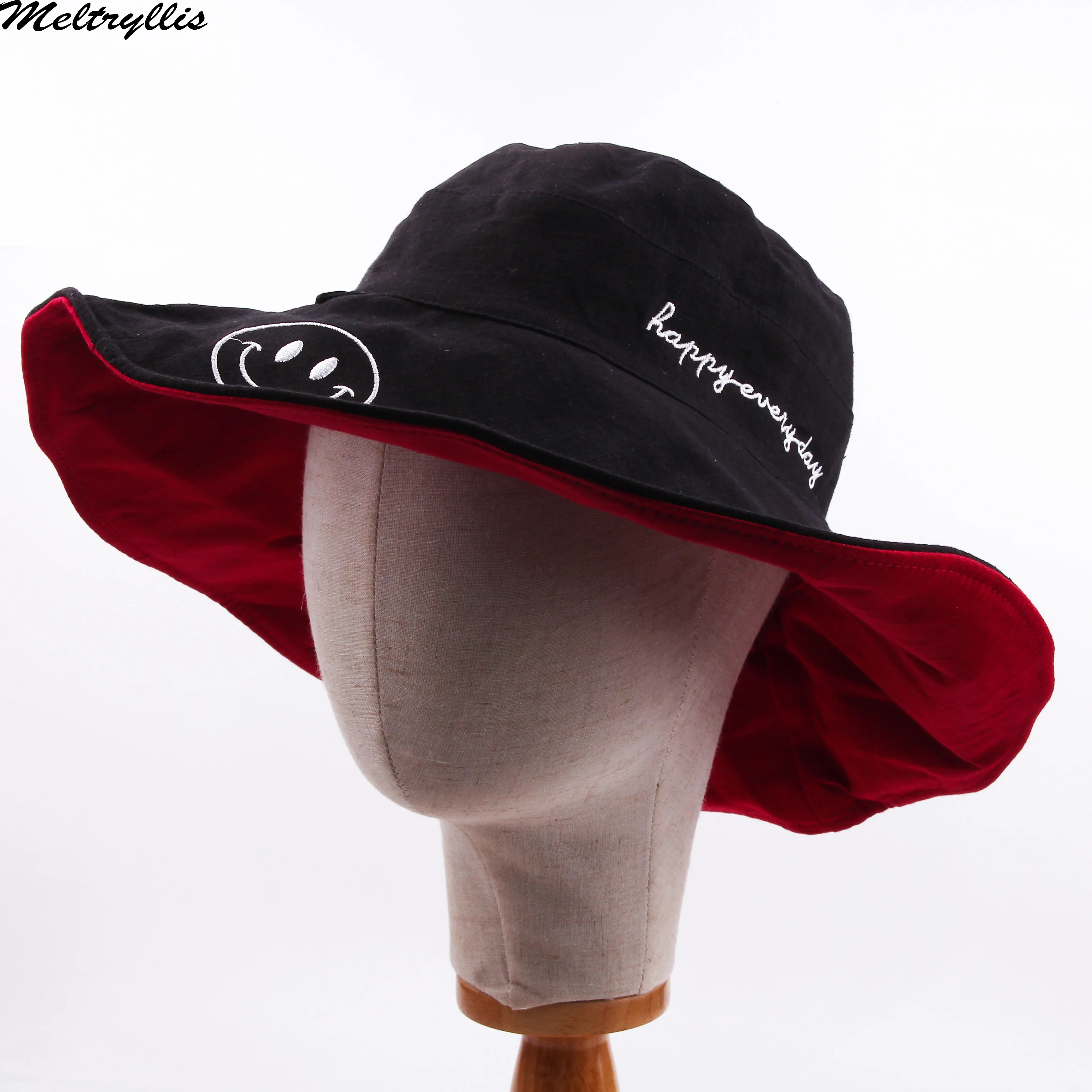 Женская двухсторонняя шляпа от солнца Meltryllis складная летняя с вышивкой и