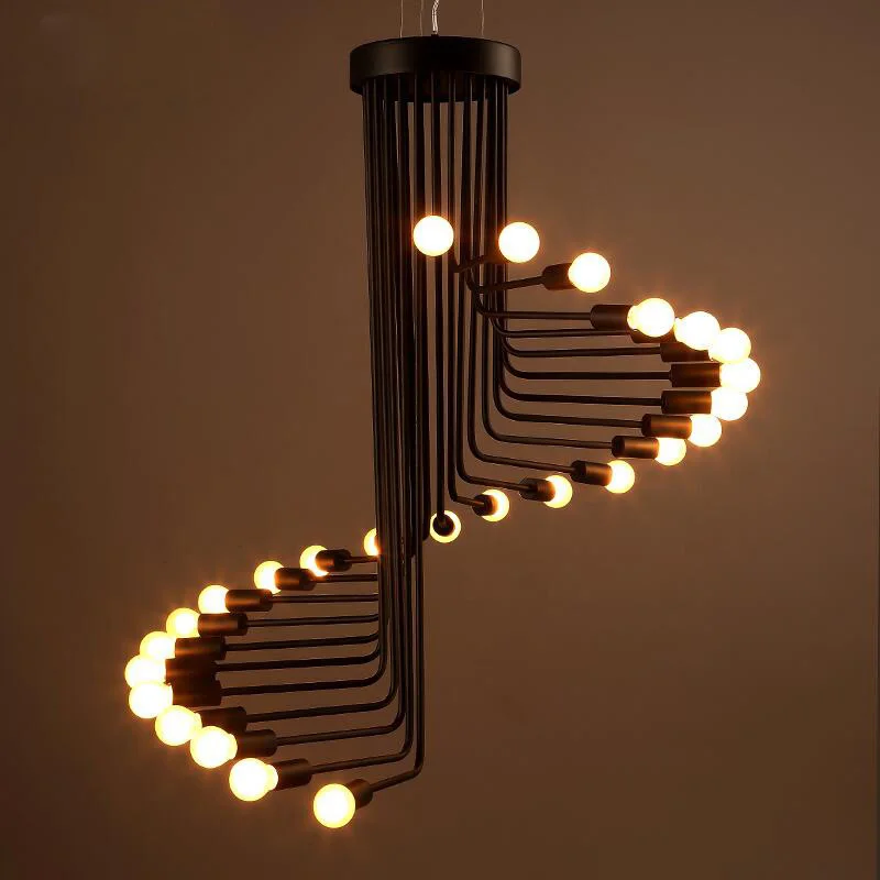 Современный винтажный подвесной светильник Лофт железный спиральный для