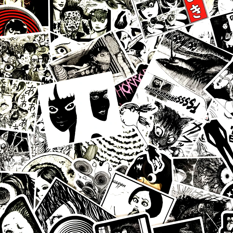56 шт. черно белый триллер Tomie Fujiang в японском стиле водостойкая наклейка для