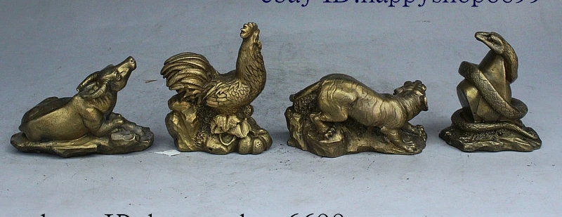 Rare Folk China FengShui Brass Auspicious 12 Zodiac Year Animal Statue Full Set | Дом и сад