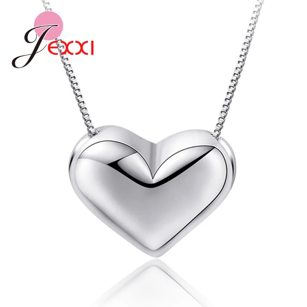 

Attractive Women Girls 925 Sterling Silver Romantic Flower/Peanut/Heart Pendant Long Necklaces For Birthday Party/Anniversary