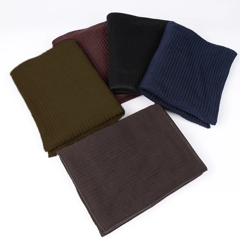 Однотонная мятая трикотажная шаль большого размера плиссированная повязка для