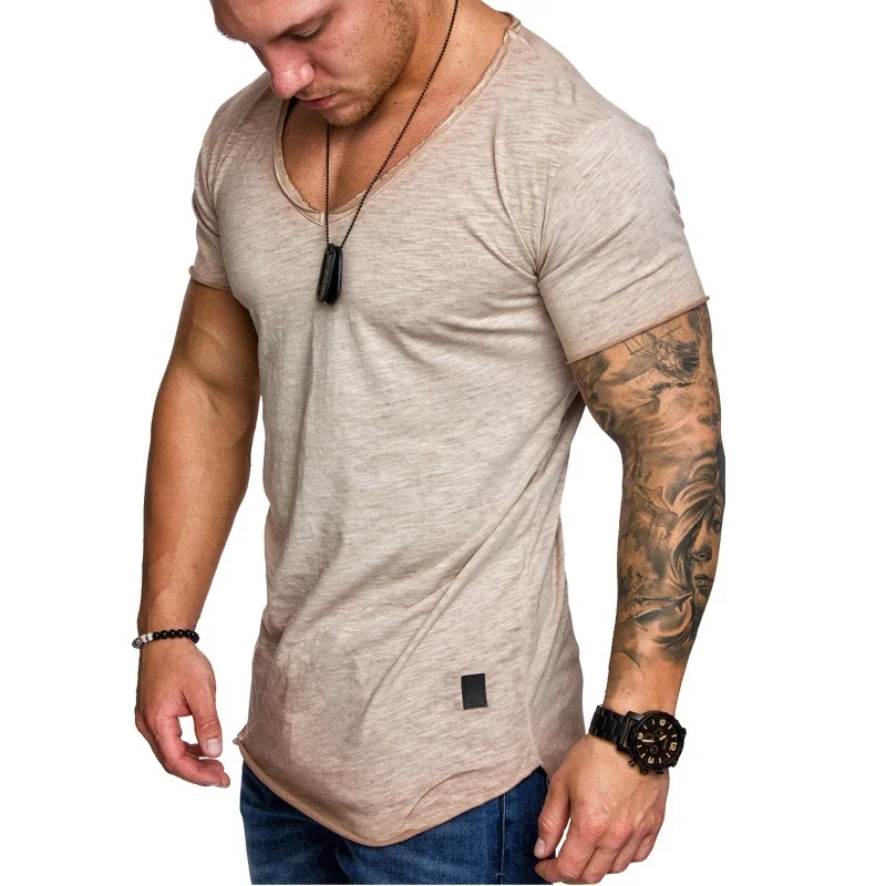 

Men pure color v-neck leisure sports cultivate one's morality short sleeve T-shirt t-shirts of casual and comfortable big yards