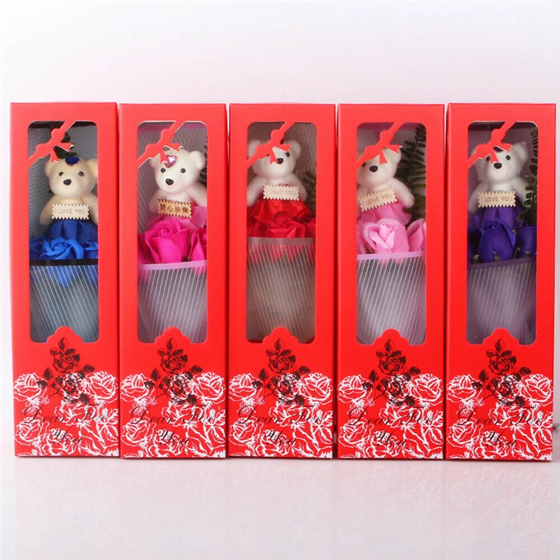 Романтические подарки на день Святого Валентина 3 мыльные розы + маленький милый