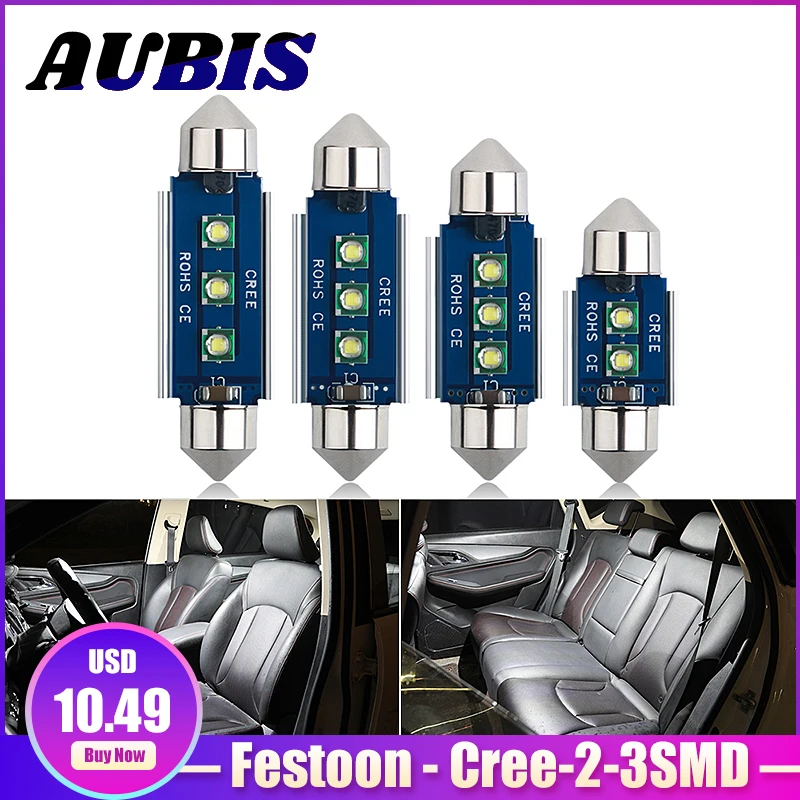 

10PCS Canbus Super Bright Chip C5W C10W Festoon CREE 31/36/39/41MM For Car LED Bulb Dome Light Auto License Plate Lamp 12V White
