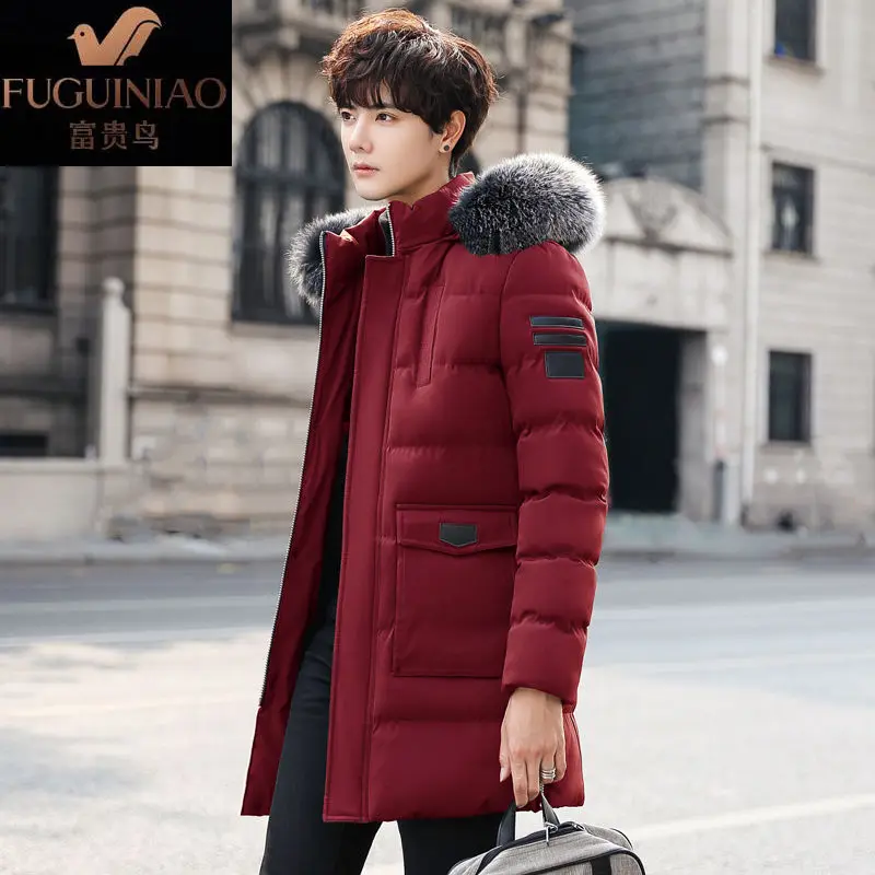 Мужское толстое хлопковое пальто Plus Sze приталенное с хлопковой подкладкой для