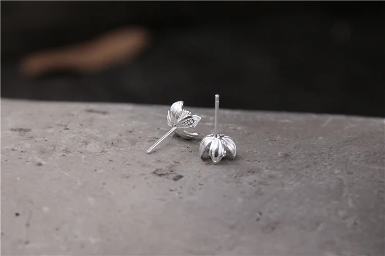 Серебряные 925 ювелирные изделия из чистого серебра серьги-гвоздики простые маленькие серьги-гвоздики лилии Популярные китайские стильные серьги для женщин модные ювелирные изделия